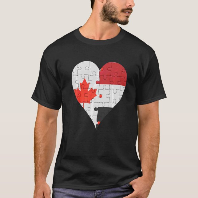 Canadian Yemeni Flag Heart T-Shirt (Front)