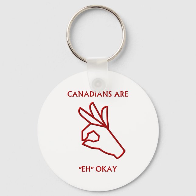 "Canadians are "eh" okay" Keychain (Front)
