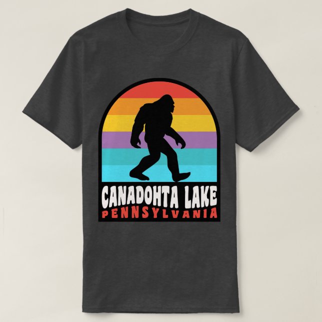 Canadohta Lake Pennsylvania Retro Sunset T-Shirt (Design Front)