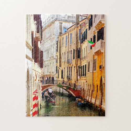 Canal between Venice Houses with gondolas Italy Jigsaw Puzzle