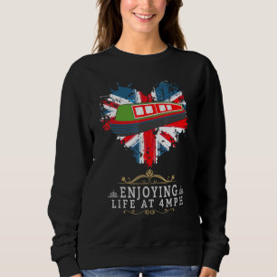 Canal Boat & Narrowboat Idea With Union Jack Flag  Sweatshirt