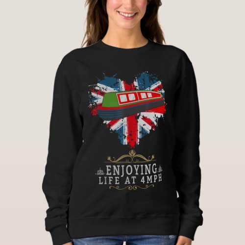 Canal Boat  Narrowboat Idea With Union Jack Flag  Sweatshirt
