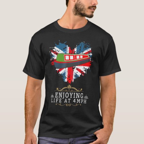 Canal Boat  Narrowboat Idea With Union Jack Flag  T_Shirt