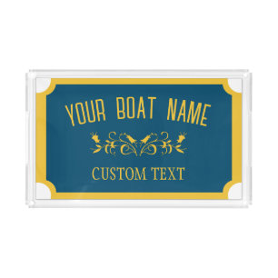 Canal Boat Traditional Custom Boat Name Sign Acrylic Tray
