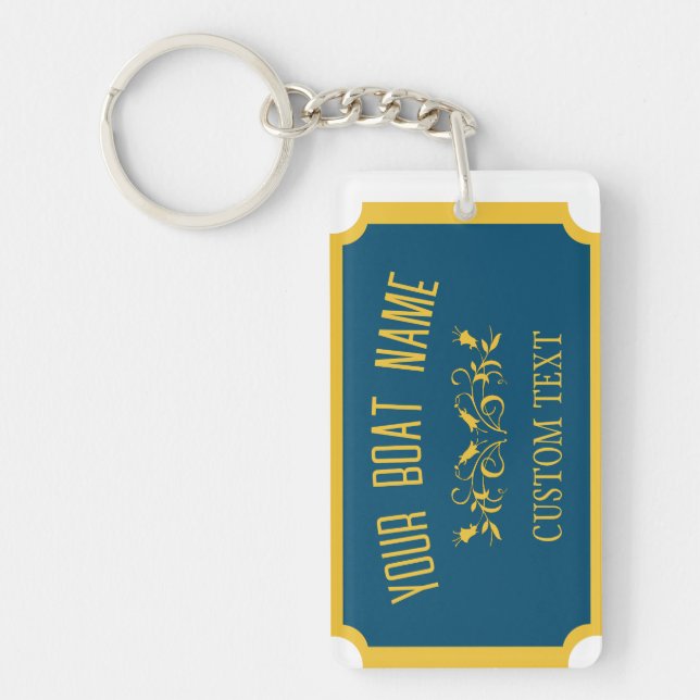 Canal Boat Traditional Custom Boat Name Sign Keychain (Front)