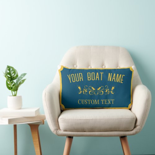 Canal Boat Traditional Custom Boat Name Sign  Lumbar Pillow