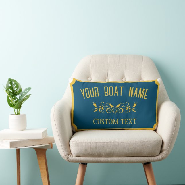 Canal Boat Traditional Custom Boat Name Sign  Lumbar Pillow (Chair)