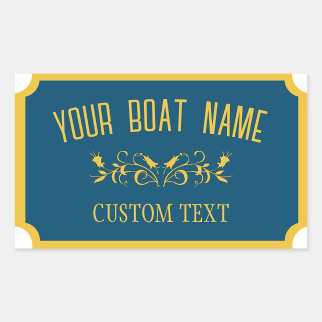 Canal Boat Traditional Custom Boat Name Sign  Rectangular Sticker (Front)