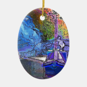 CANAL BOATS CERAMIC ORNAMENT
