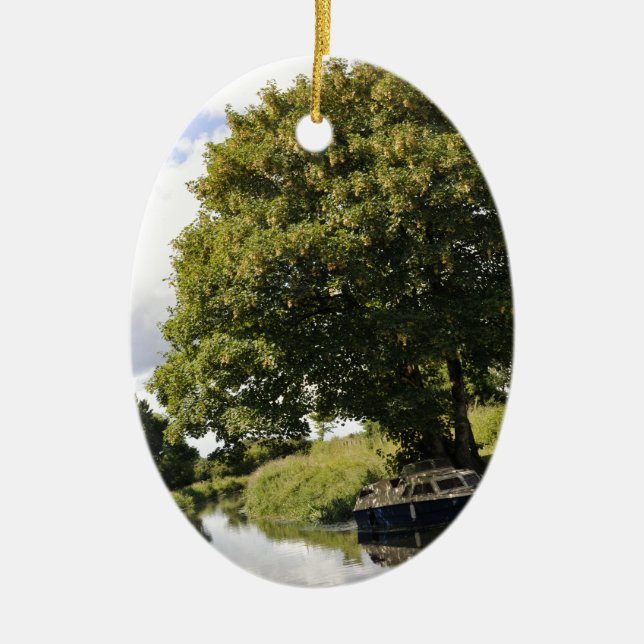 Canal Boats Ceramic Ornament (Front)