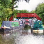 CANAL BOATS CERAMIC TILE<br><div class="desc">Canal boats, known in the UK as narrowboats, were originally used to transport goods around the country. They are now used mainly for leisure and attract people from all over the world to enjoy our rural countryside. These boats look very pretty with their brightly colored cabins, traditionally blue, red or...</div>