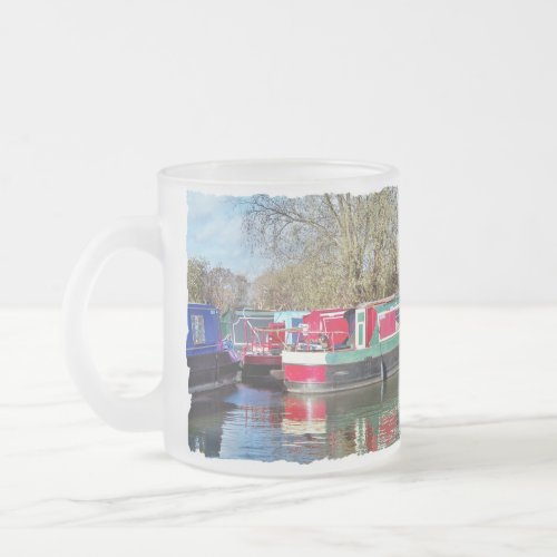 CANAL BOATS FROSTED GLASS COFFEE MUG