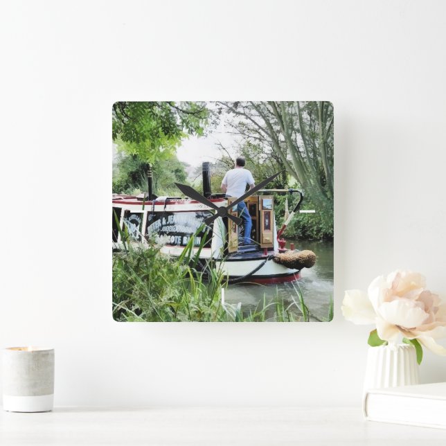 CANAL BOATS SQUARE WALL CLOCK (Home)