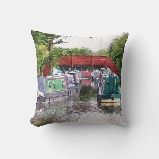 CANAL BOATS THROW PILLOW (Front)