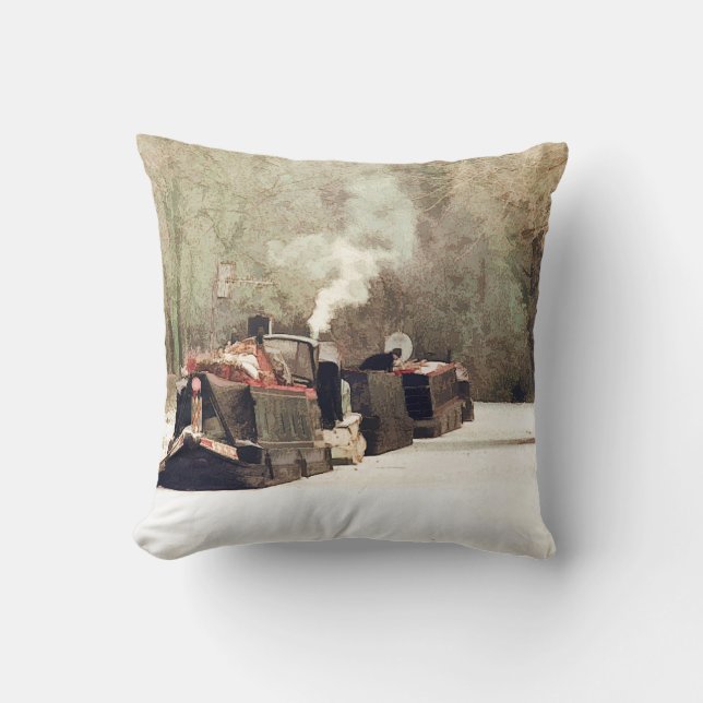 CANAL BOATS THROW PILLOW (Front)