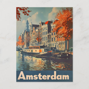 Canal Charm: Amsterdam Vintage Postcard