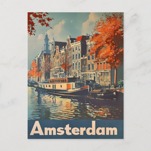 Canal Charm Amsterdam Vintage Postcard