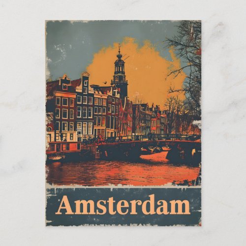 Canal Charm Vintage Amsterdam Postcard