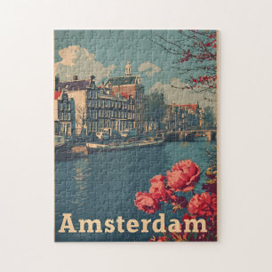 Canal Charm: Vintage Amsterdam Postcard Jigsaw Puzzle