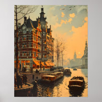 Canal Charm: Vintage Amsterdam Postcard