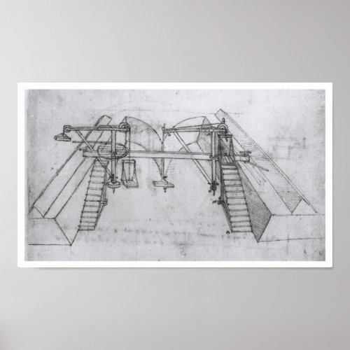 Canal Construction Machine Leonardo da Vinci Poster