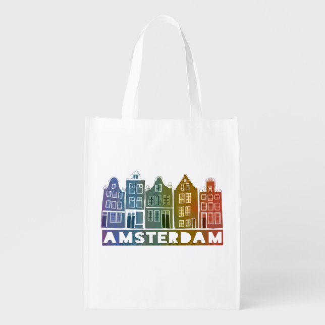 Canal House Amsterdam Rainbow Holland Dutch Travel Grocery Bag (Front)