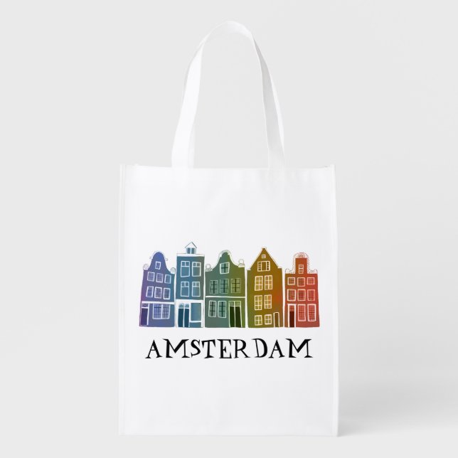 Canal House Amsterdam Rainbow Holland Dutch Travel Grocery Bag (Front)