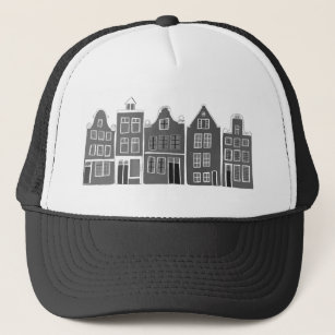 Canal House Black Amsterdam Holland Dutch Travel Trucker Hat