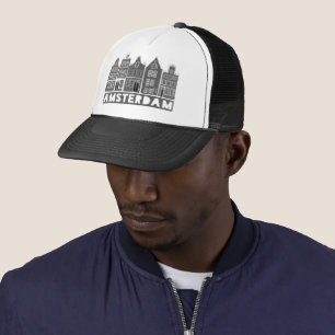 Canal House Black Amsterdam Holland Dutch Travel Trucker Hat