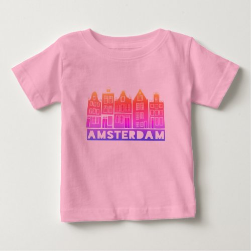 Canal House Row Amsterdam Holland Dutch Colorful Baby T_Shirt