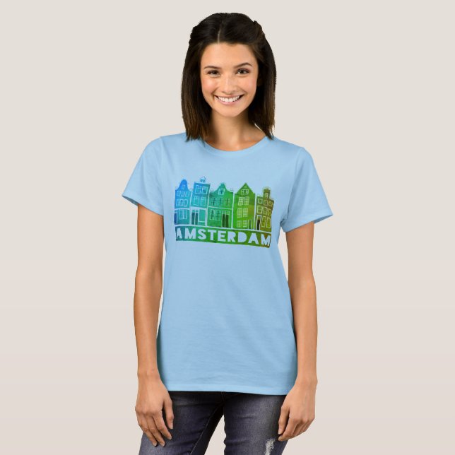 Canal House Row Amsterdam Holland Dutch Colorful T-Shirt (Front Full)