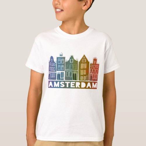 Canal House Row Amsterdam Holland Dutch Colorful T_Shirt
