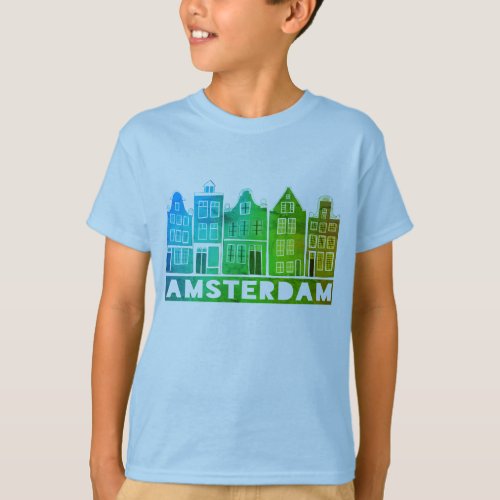 Canal House Row Amsterdam Holland Dutch Colorful T_Shirt