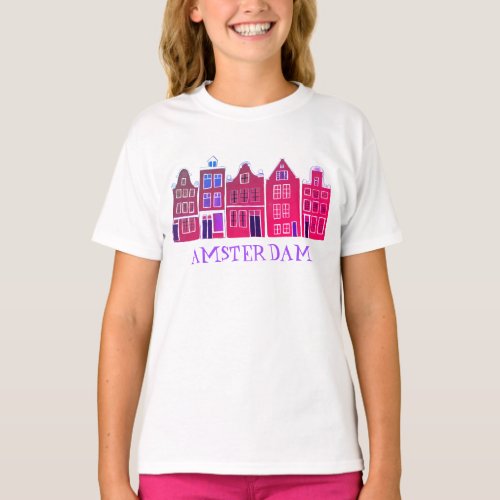 Canal House Row Amsterdam Holland Dutch Travel T_Shirt