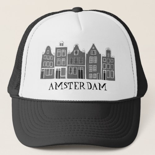 Canal House Row Amsterdam Holland Dutch Travel Trucker Hat