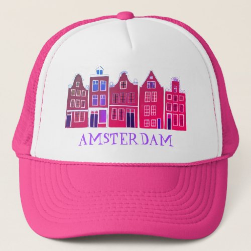 Canal House Row Amsterdam Holland Dutch Travel Trucker Hat