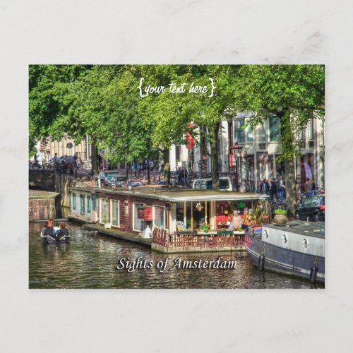 Canal Houseboat Sights of Amsterdam Postcard