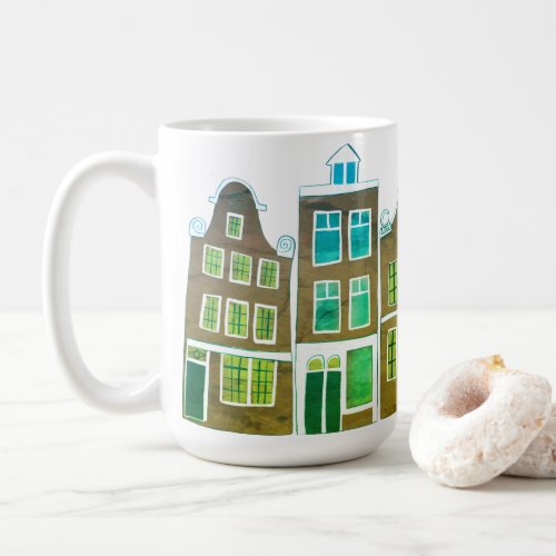 Canal Houses Row Amsterdam Holland Dutch Green Coffee Mug