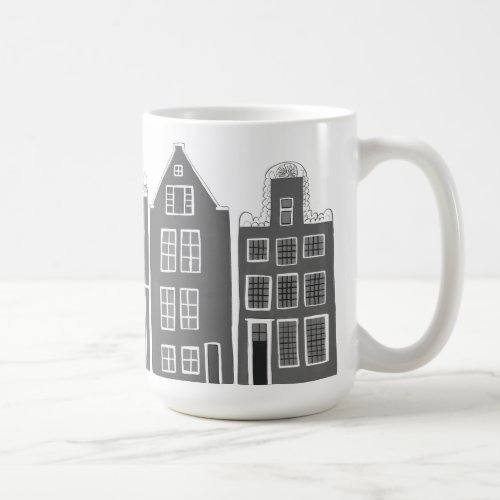 Canal Houses Row Amsterdam Holland Dutch Grey Coffee Mug