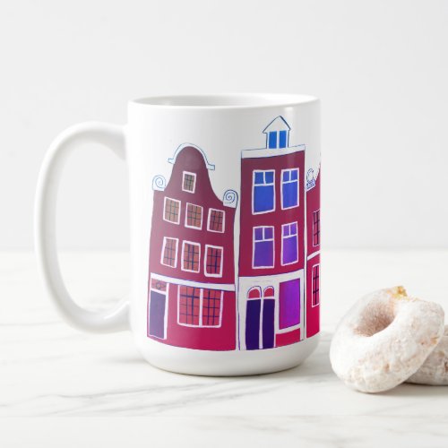 Canal Houses Row Amsterdam Holland Dutch Pink Coffee Mug