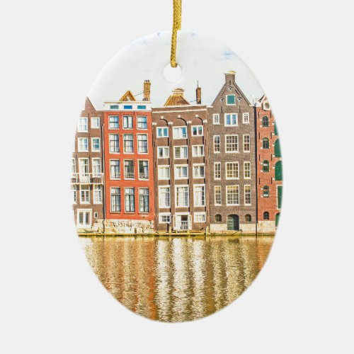 Canal in Amsterdam Ceramic Ornament