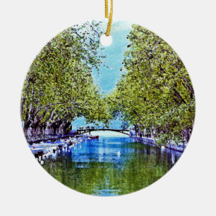 Canal in Annecy France Ceramic Ornament