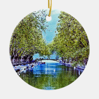 Canal in Annecy France Ceramic Ornament