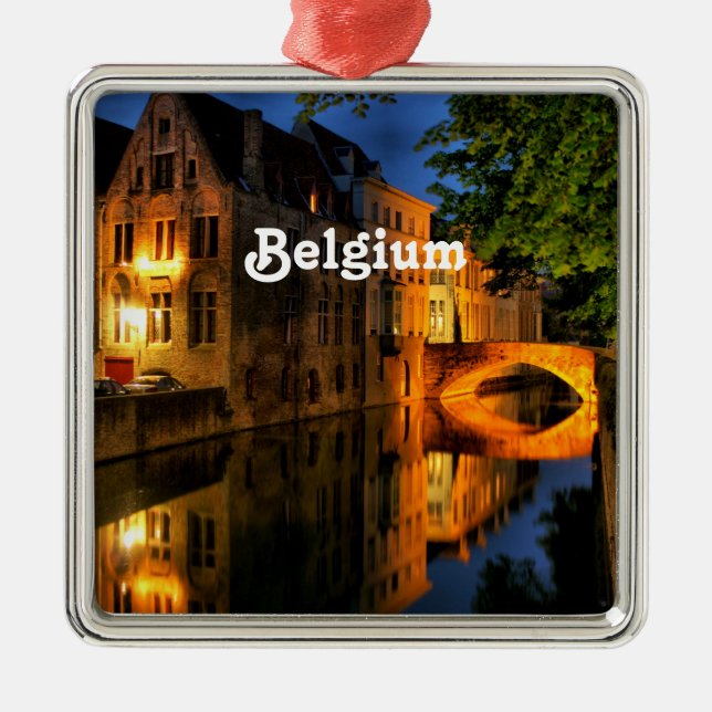 Canal in Belgium Metal Ornament (Front)