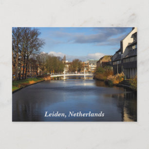 Canal in Leiden, Netherlands, Postcard
