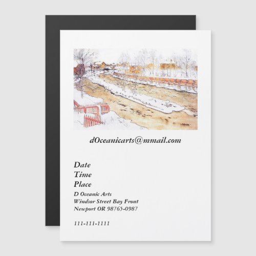 Canal in Snow Timber Chute Magnetic Invitation