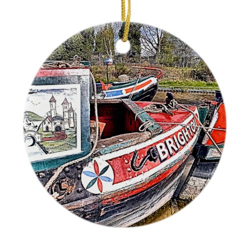 CANAL NARROWBOATS CERAMIC ORNAMENT