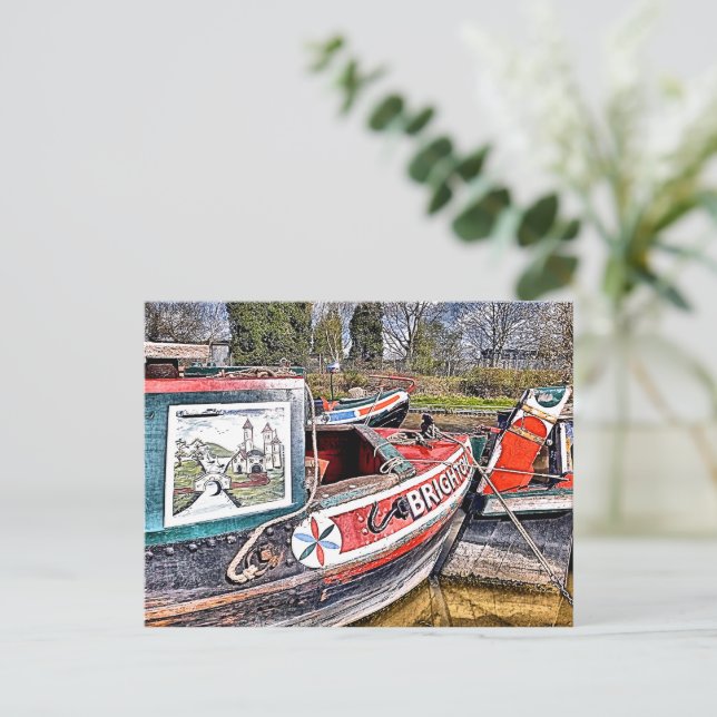 CANAL NARROWBOATS POSTCARD (Standing Front)