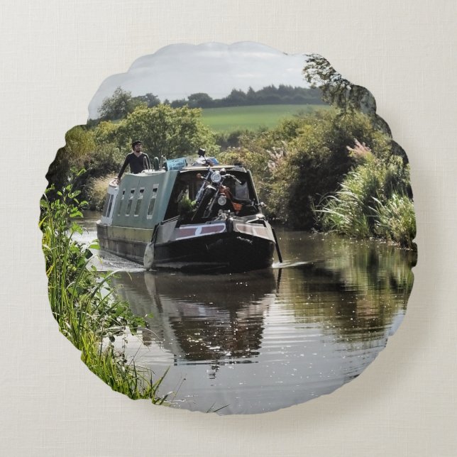 CANAL NARROWBOATS ROUND PILLOW (Front)