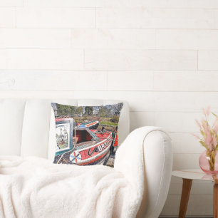 CANAL NARROWBOATS THROW PILLOW